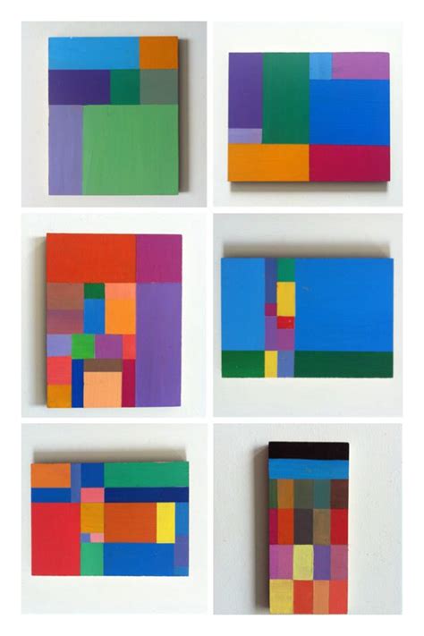 Four Different Pieces Of Art That Are Made Out Of Colored Squares And