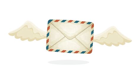 Flying Closed Vintage Mail Envelope With Wings Vector Art At