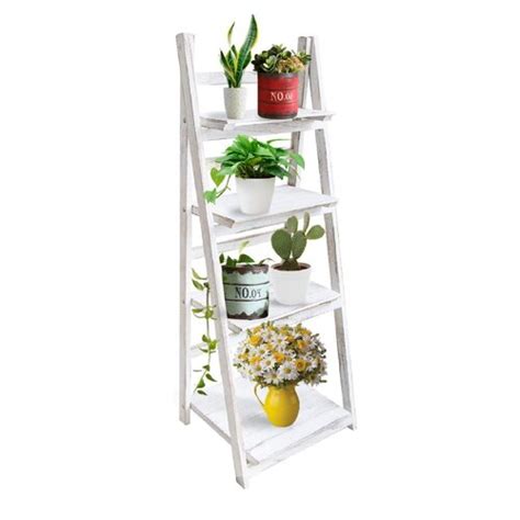 Arlmont Co Eri Rectangular Multi Tiered Foldable Ladder Solid Wood