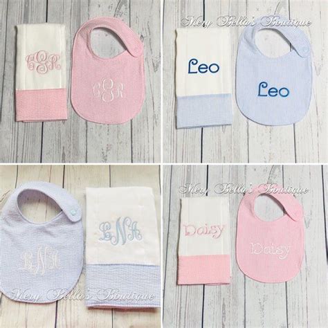 Baby Bib Personalized Bib Burp Cloth Baby T Set Monogrammed Baby