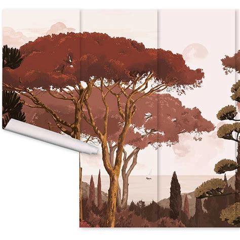 Papier Peint Fresque intissé semi satiné 3 lés terracotta Toscane