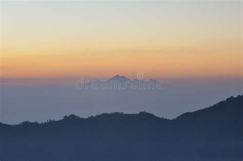 Sunrise View of Mount Rinjani, Active Volcano in Bali Stock Photo ...