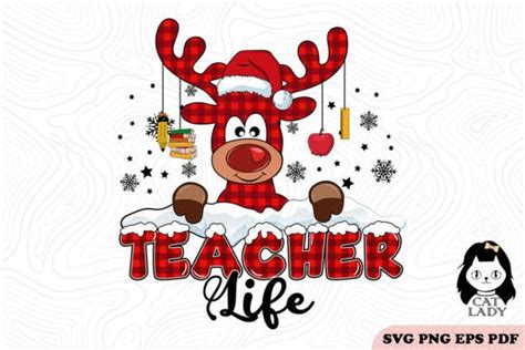 Plaid Reindeer Teacherlife Christmas Svg Graphic By Cat Lady · Creative