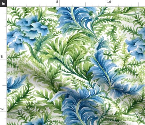 Fern And Blue Foliage Fabric Spoonflower