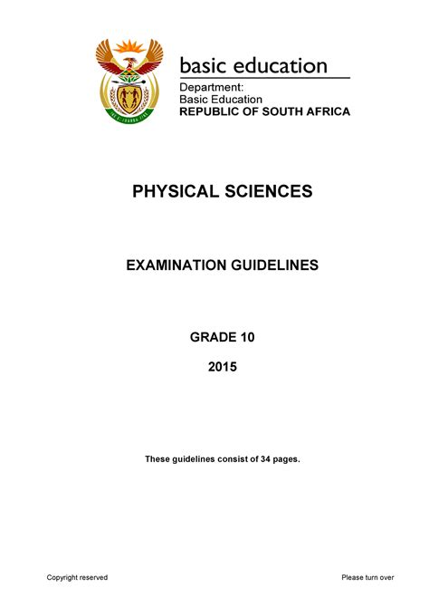 Gr 10 Exam Guidelines Physical Sciences Examination Guidelines Grade