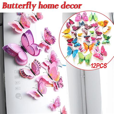 Buy 12pc Innovative Magnet Fridge Stickers Butterfly Wall Home Decor 3d Art Decal Design