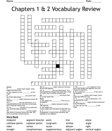 Geometry Honors Period G Crossword Wordmint