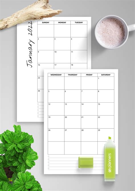 Download Printable Monthly calendar with notes PDF