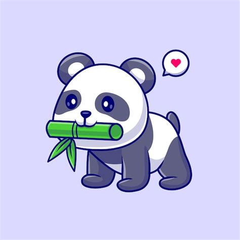 Premium Vector Cute Panda Bite Bamboo Cartoon Vector Icon