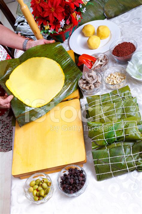 Making Hallacas - Venezuelan Christmas Traditional Food Stock Photo ...