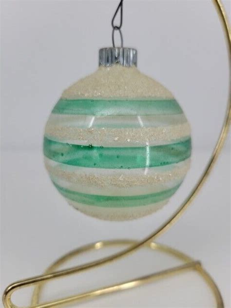 Vtg Unsilvered Glass Wwii Era Green Mica Ball Christmas Ornament Shiny