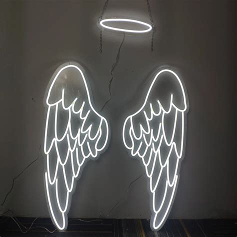 Аngel Wings And Halo Neon Sign Custom Neon Light Sign Event Party Birthday Wedding Decor Angel Led