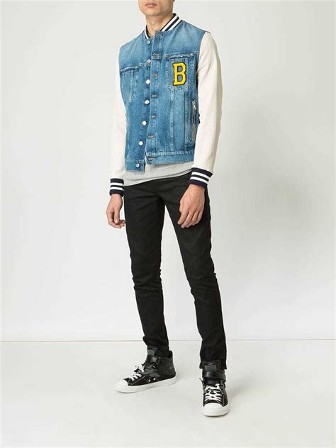 Balmain Denim Body Varsity Jacket 3709 Lookastic