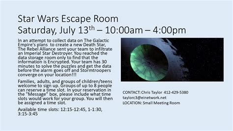 escape room – Scott Township Public Library