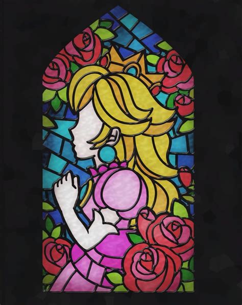 Princess Peach Stained Glass Window Mini Canvas Art Peach Art Super Mario Art