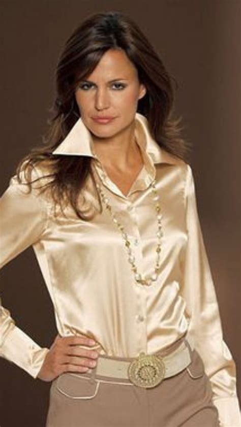 Pin By Emma Satin On Golden Blouse Gorgeous Blouses Satin Blouses