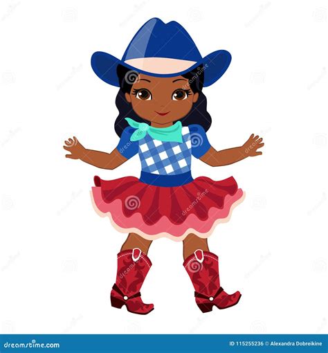 Beautiful Cowgirl Isolated On White Background Stock Vector