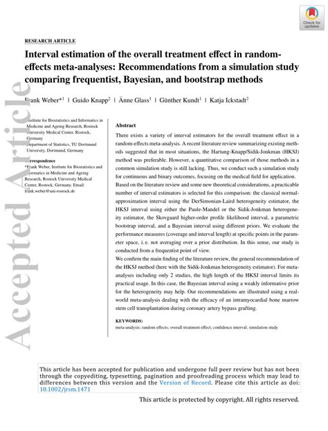 Pdf Interval Estimation Of The Overall Treatment Effect In