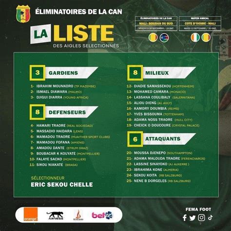 Mali Côte dIvoire la liste des Aigles dévoilée Foot Africa