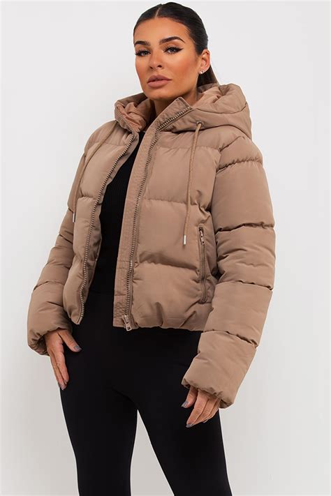 Women S Hooded Puffer Jacket Beige Zara Inspired Uk