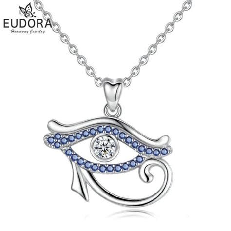 Spoo Design Gyptisches Auge Des Horus Halskette Mit Blauen Zirkonia