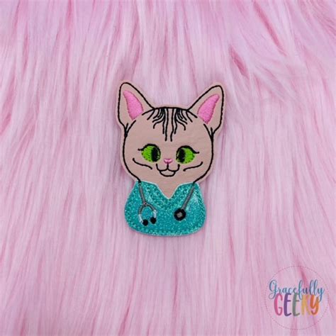 Nurse Sphynx Cat Feltie Ith Embroidery Design 4x4 Hoop And Larger Etsy