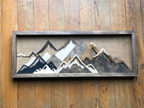 Mountain Art Wood Art Reclaimed Wood Art Nursery Decor Etsy