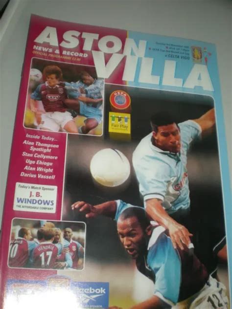 Aston Villa V Celta Vigo 3rd November 1998uefa Cup 2nd Rdmint