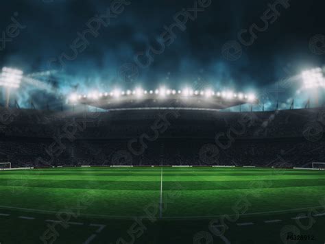 Soccer stadium with the stands full of fans waiting for - stock photo ...