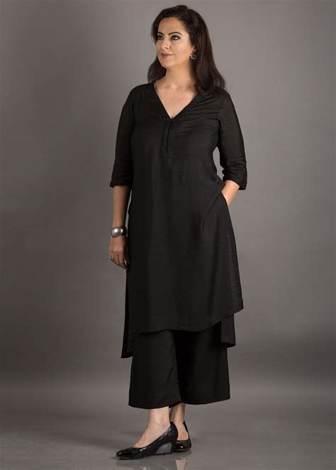 Black Silk Cotton Kurta Kurti Designs Party Wear Blouse Designs