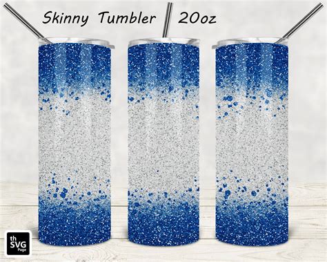 20 Oz Skinny Tumbler Blue Glitter Wrap Straight And Tapered Etsy