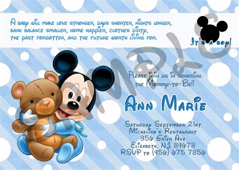 Mickey Mouse Baby Shower Invitation By Eqpartyinvitations On Etsy