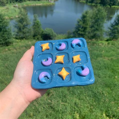 Starry Night Tic Tac Toe Game Etsy Canada In Clay Crafts Air