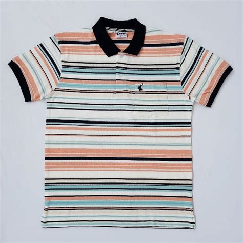 Round Neck Striped Cotton Mens Casual Polo T Shirts Technics Machine