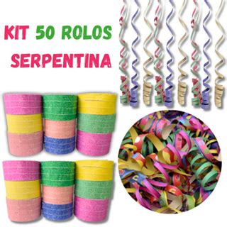 KIT 10 20 50 80 Rolos Serpentina Carnaval Fitas Papel Coloridas Festas