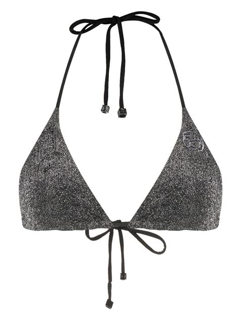 Karl Lagerfeld Ikonik Logo Lurex Bikini Top In Black Lyst Canada