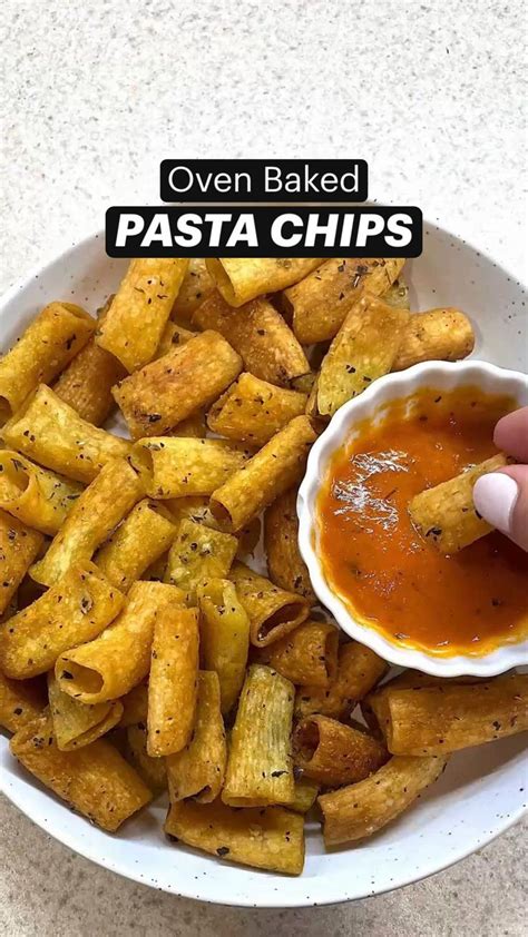 TikTok Pasta Chips Recipe Oven Baked Pasta Chips Healthy Snack Idea