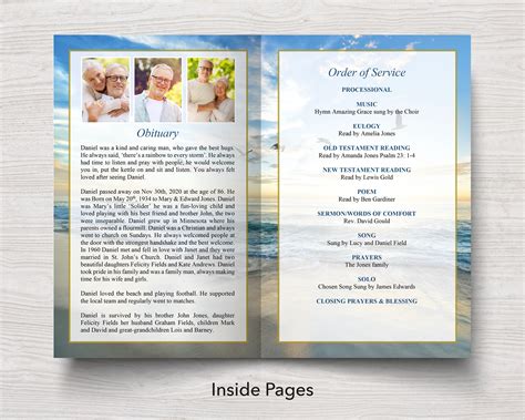 Tropical Beach Funeral Program Template Obituary Order Of Etsy