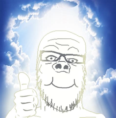 Soybooru Post 20362 Closedmouth Glasses Glowing Hand Heaven Irlbackground Sky Smile Soyjak