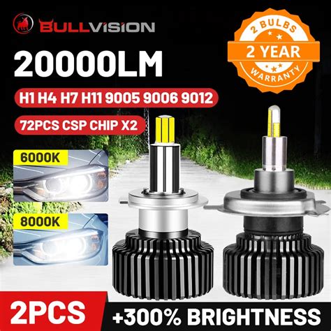 Bullvision 360 LED 9005 9006 6000K H4 LED Hir2 9012 20000LM H8 H9