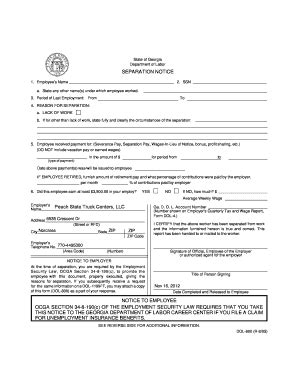 Fillable Online NOTICE TO EMPLOYEE OCGA SECTION 34 8 190 C FormSite