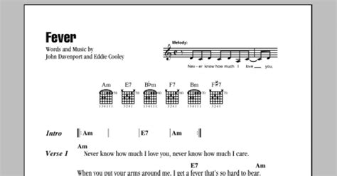fever guitar chordslyrics print sheet