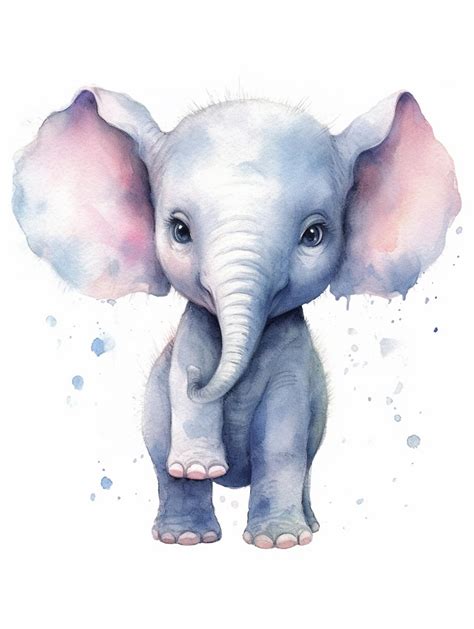 Premium AI Image | There is a watercolor painting of a baby elephant ...