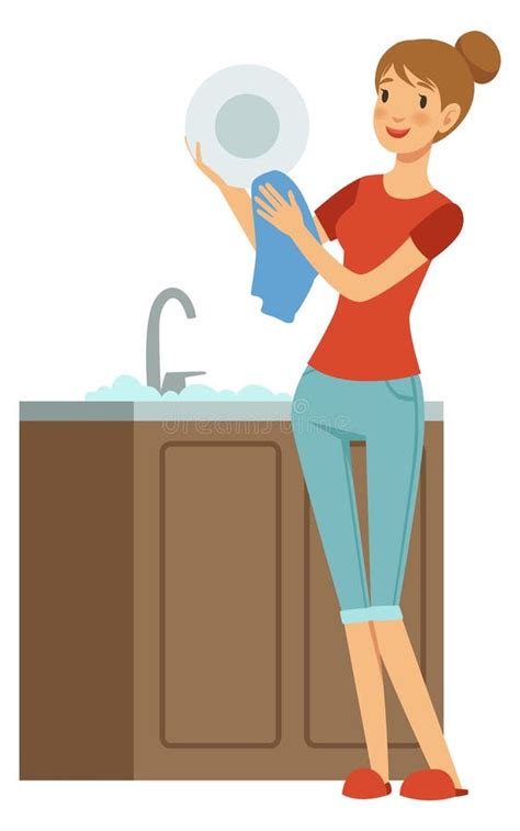 Cartoon Washing Dishes Stock Illustrations 1 295 Cartoon Washing