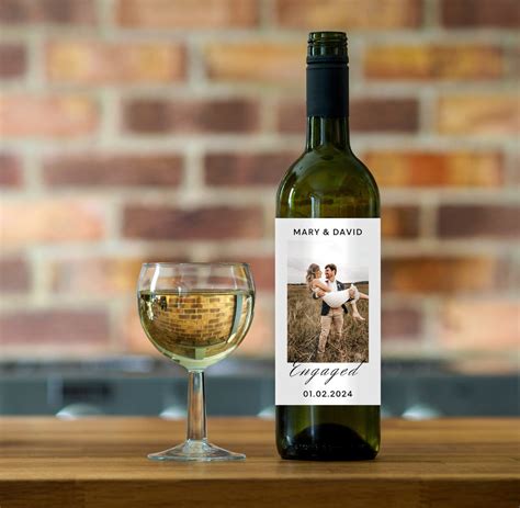 Custom Photo Wine Labelpersonalized Engagement Wine Labelengagement