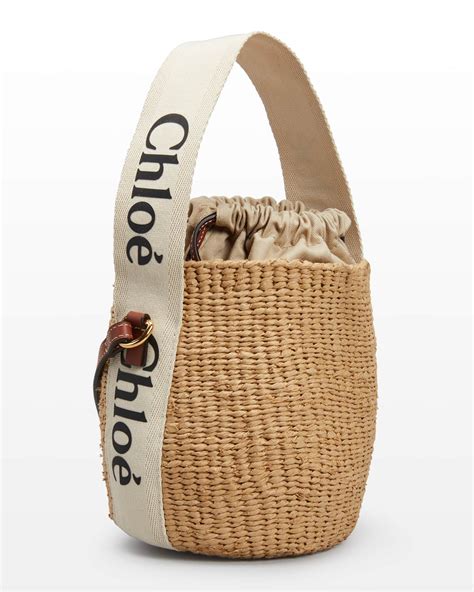 Chloe Woody Drawstring Raffia Bucket Bag Neiman Marcus