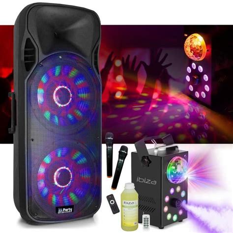 Pack Party Led Mkii Enceinte Autonome Bluetooth Karaok Sono W