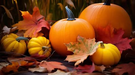 Fall Leaves On Pumpkins Background, Pictures Of Fall Leaves And Pumpkins Background Image And ...