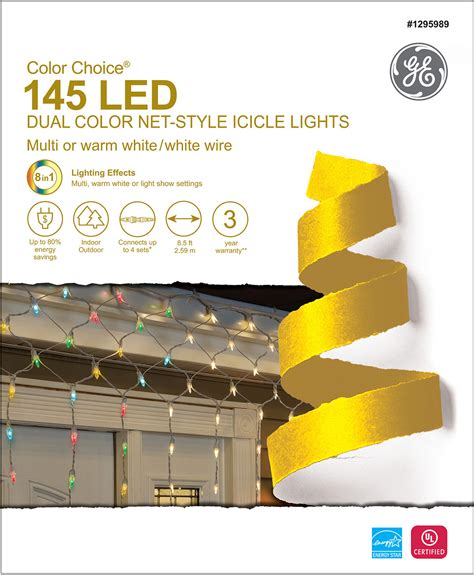 89430 Ge Color Choice® Led Net Style Icicle Lights 145ct Multiwarm