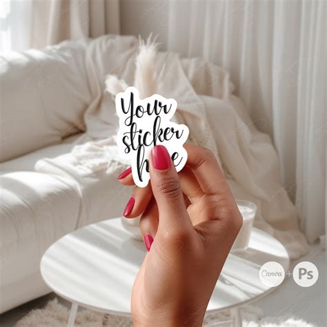 Hand Holding Sticker Mockup Decal Mockup Digital Sticker Mockup